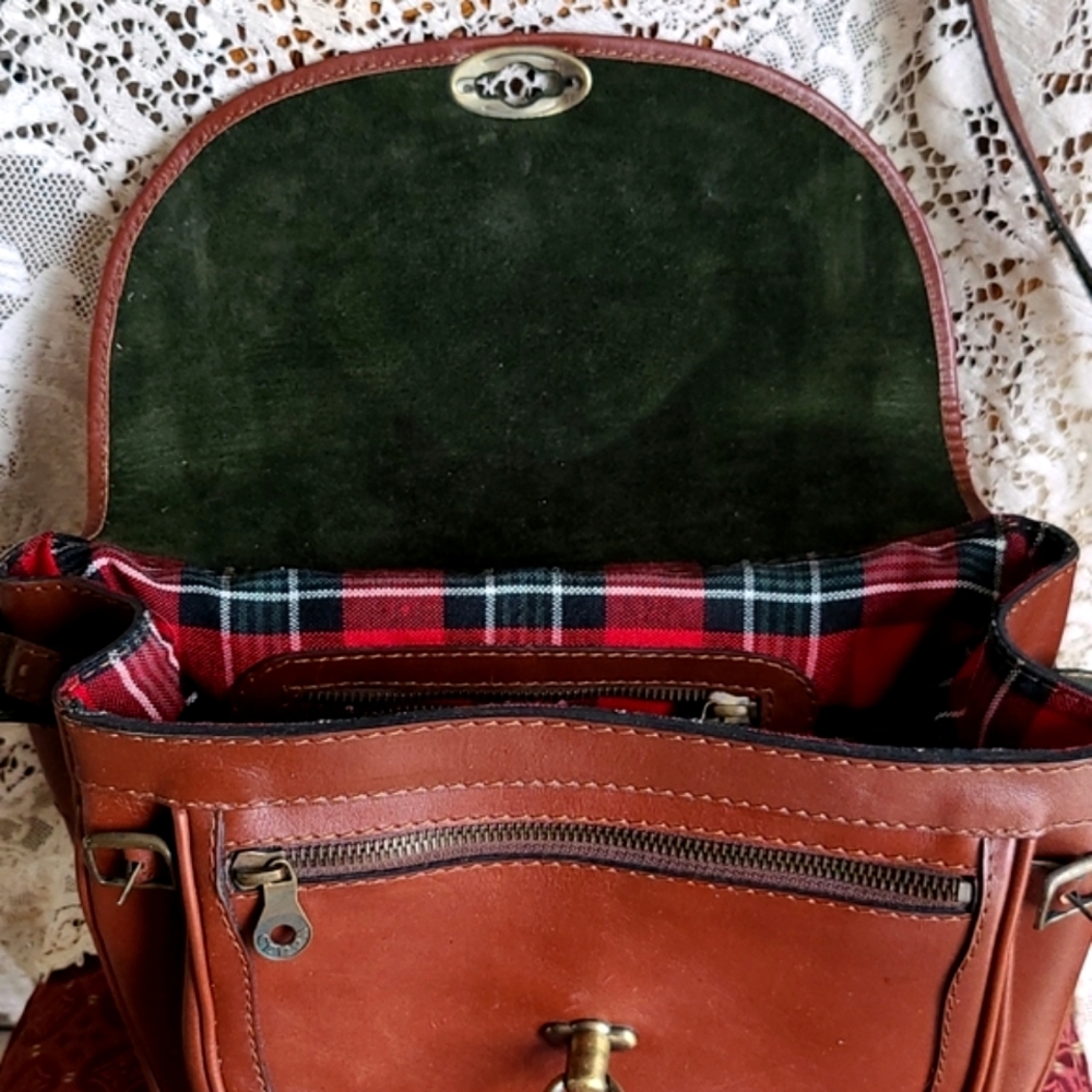 Vintage GERPA Real Brown Leather Purse Satchel Handbag Crossbody - Picture 3 of 15